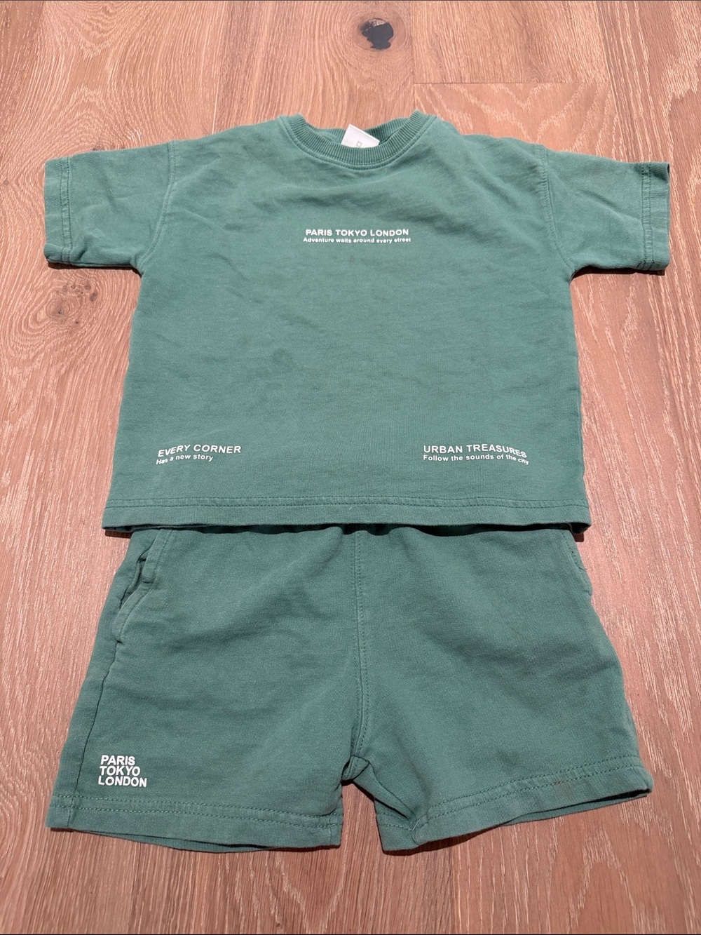 Zara Kids Short Sleeve Tee and Shorts Set in Teal